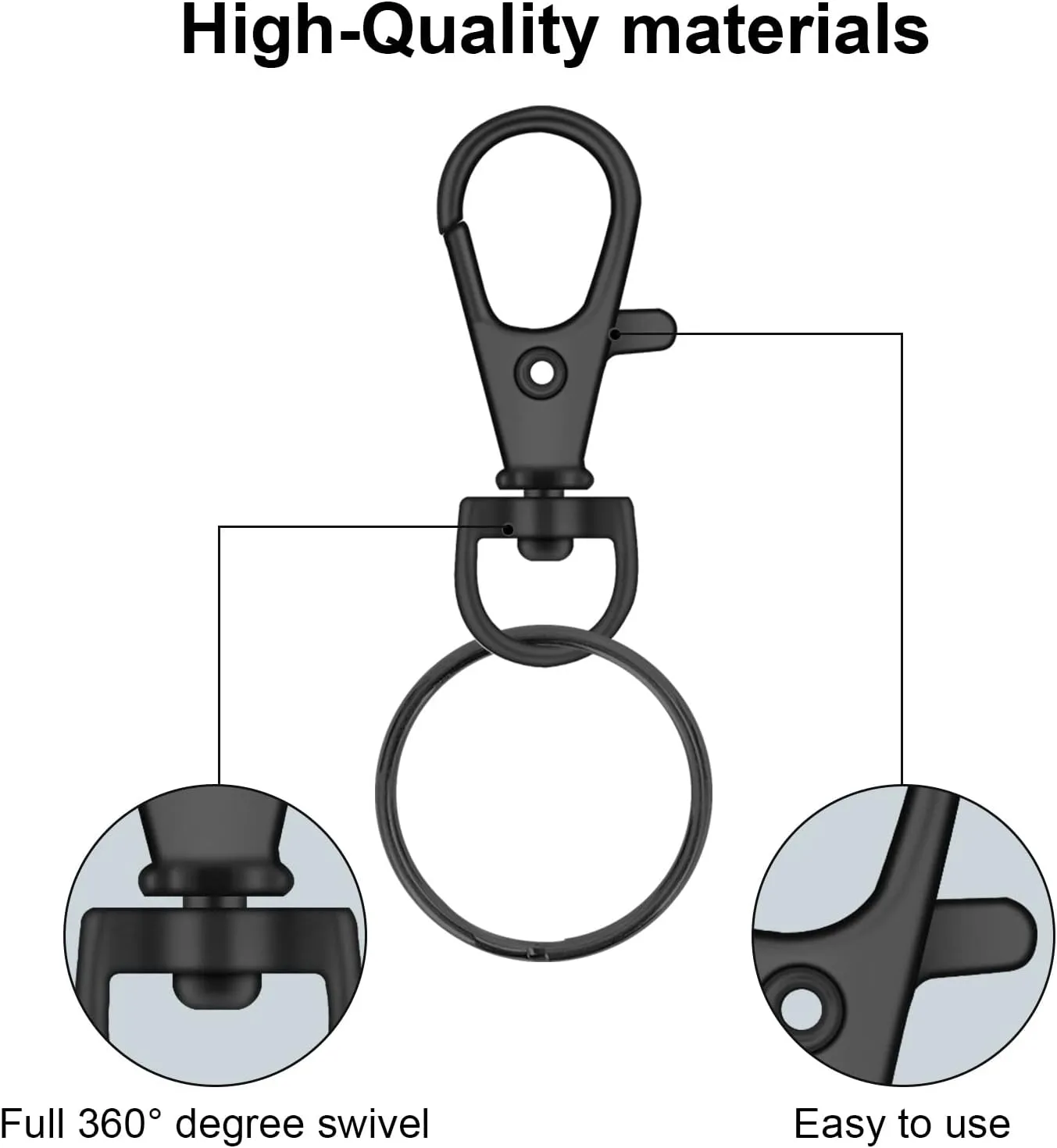 120PCS Premium Swivel Lanyard Snap Hook with Key Rings, Metal Keychain Hooks for Jewelry Making, Crafts (Multicolor)