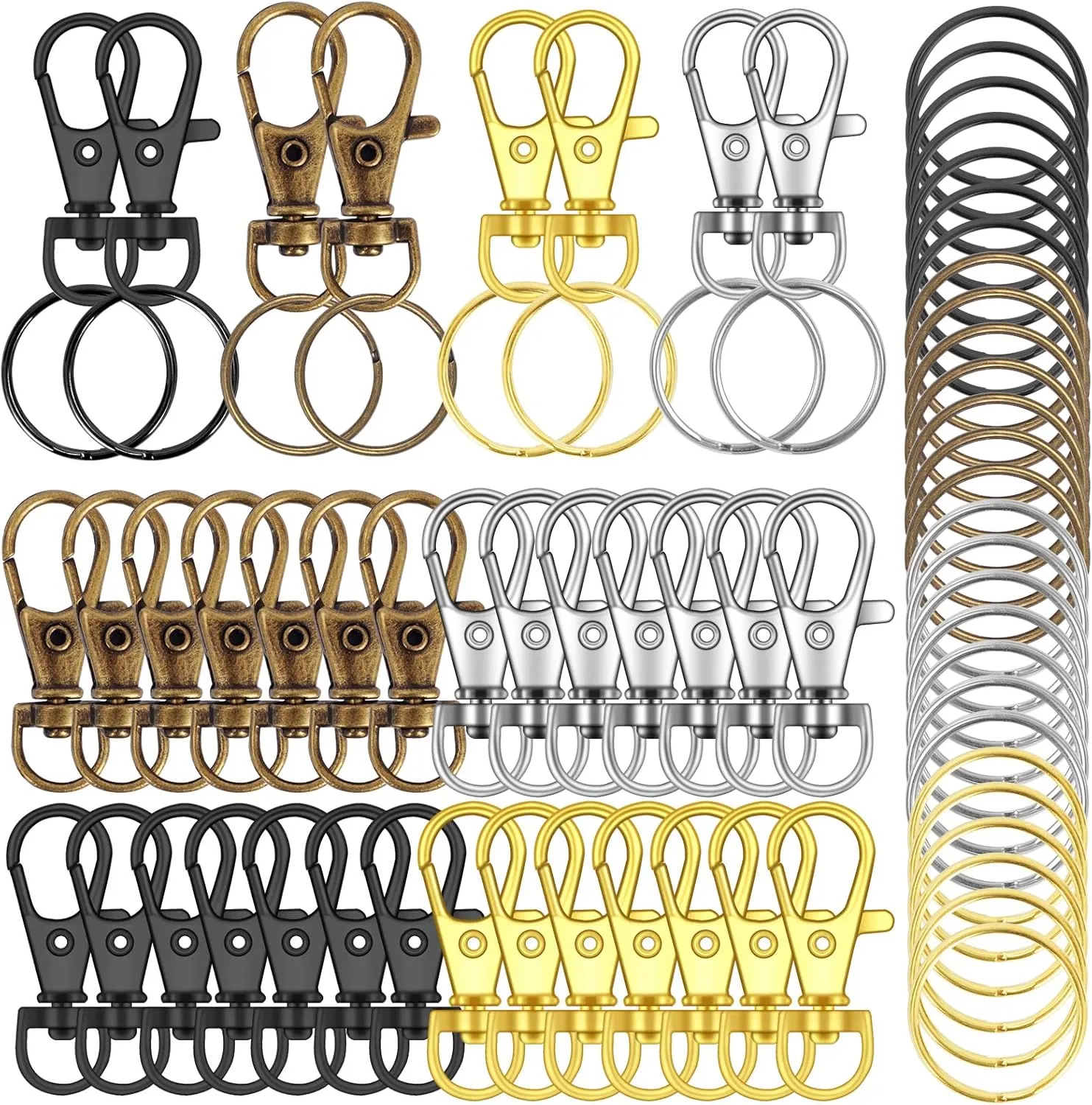 120PCS Premium Swivel Lanyard Snap Hook with Key Rings, Metal Keychain Hooks for Jewelry Making, Crafts (Multicolor)
