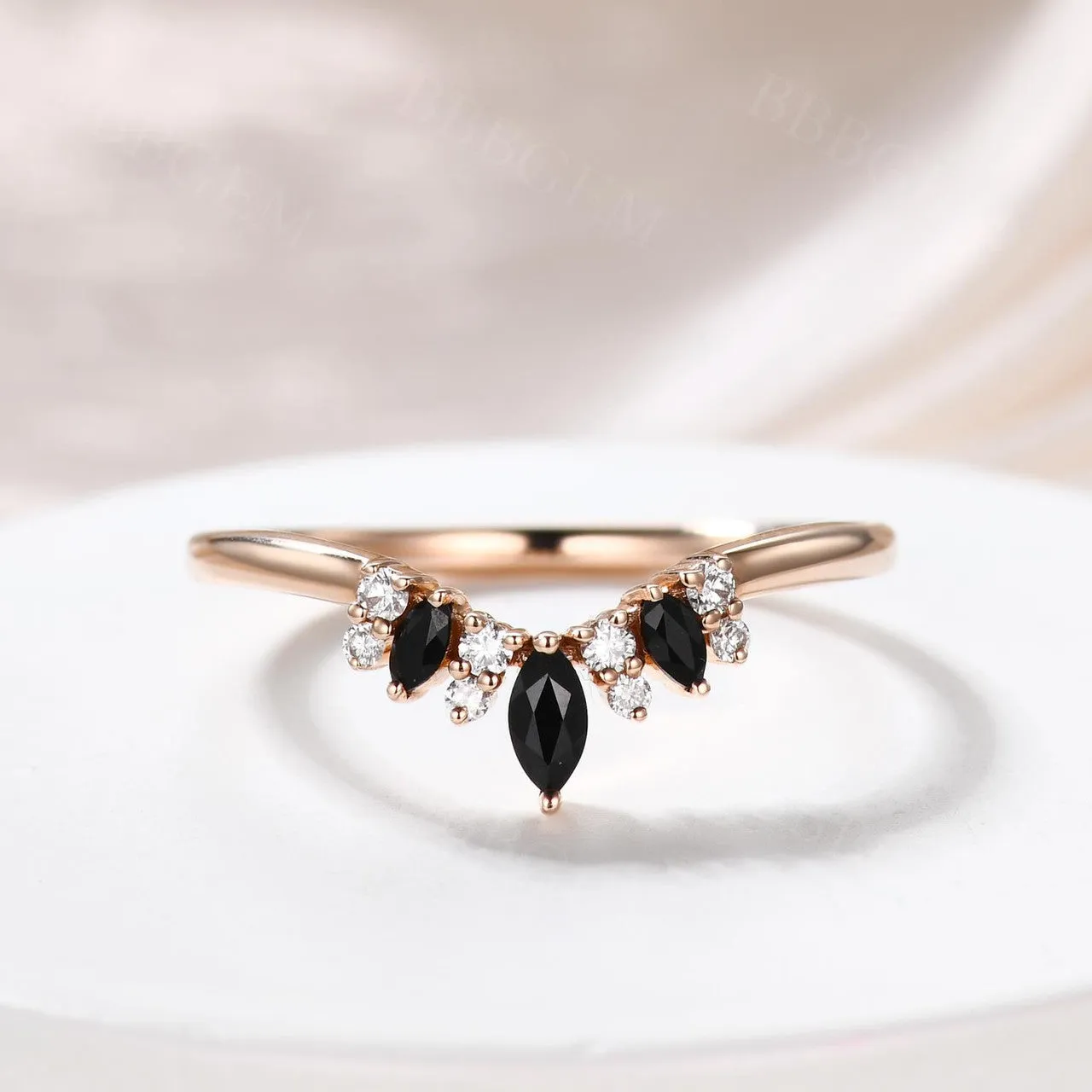 14k Gold Coffin Black Onyx Engagement Ring Set Milgrain Diamond Ring