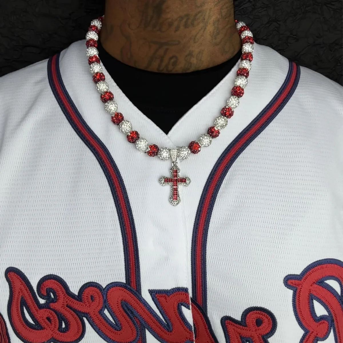 16 Inch Baseball Necklaces for Boys, 18-20 Inch Baseball Necklace, Rhinestone Baseball Bead Necklace, Baseball Cross Necklace for Men, Adjustable Baseball Drip Bling Necklace for Baseball Team Lovers