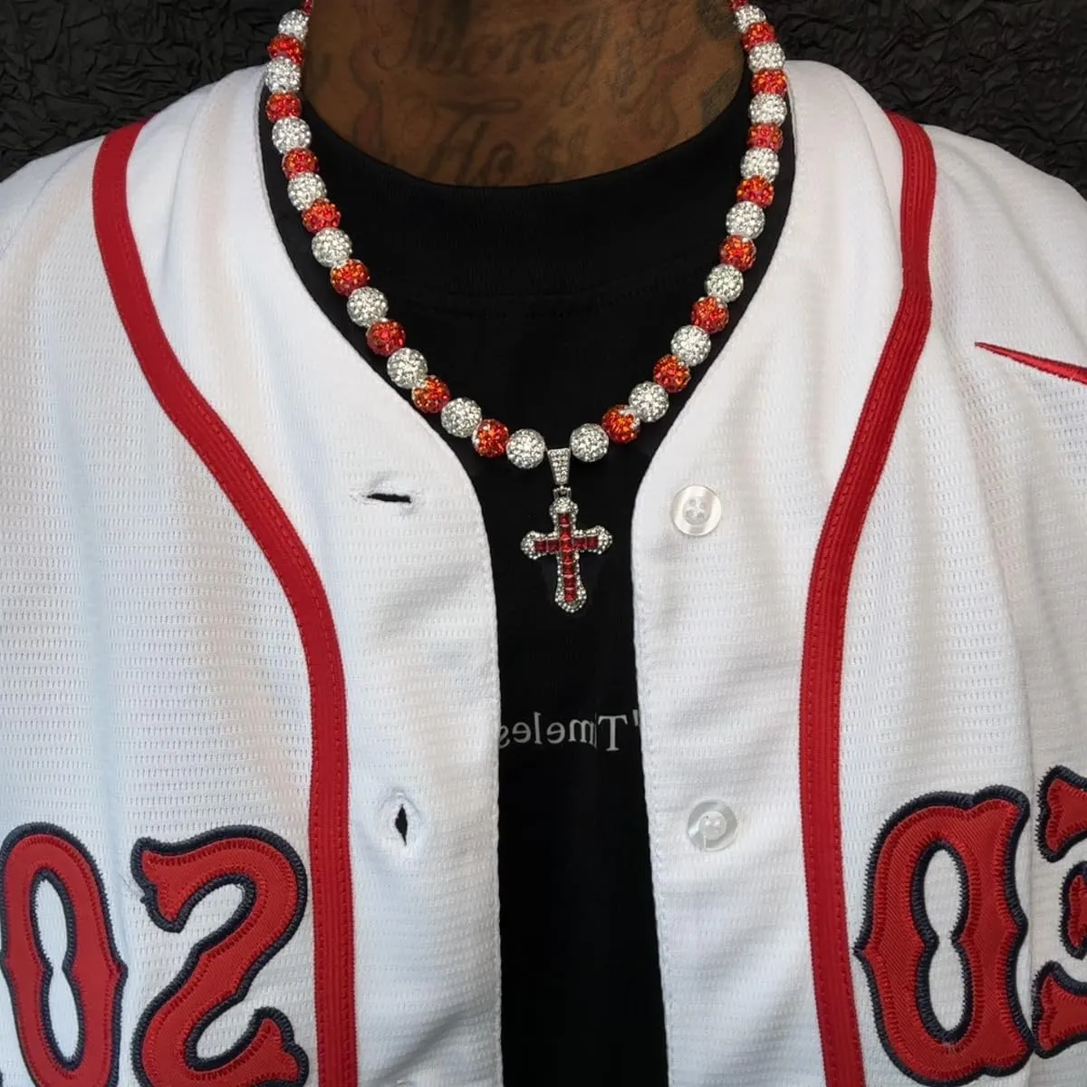 16 Inch Baseball Necklaces for Boys, 18-20 Inch Baseball Necklace, Rhinestone Baseball Bead Necklace, Baseball Cross Necklace for Men, Adjustable Baseball Drip Bling Necklace for Baseball Team Lovers