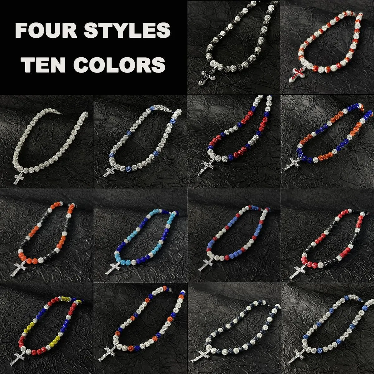 16 Inch Baseball Necklaces for Boys, 18-20 Inch Baseball Necklace, Rhinestone Baseball Bead Necklace, Baseball Cross Necklace for Men, Adjustable Baseball Drip Bling Necklace for Baseball Team Lovers