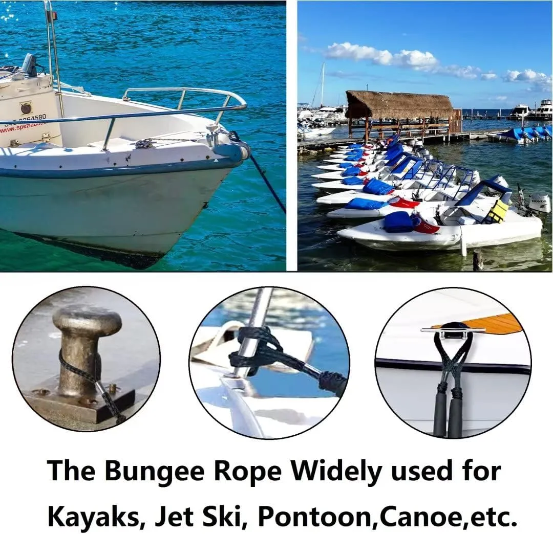 2 Pack Boat Bungee Dock Lines Marine Rope, Boat Tie Off Rope Jet Ski Accessories