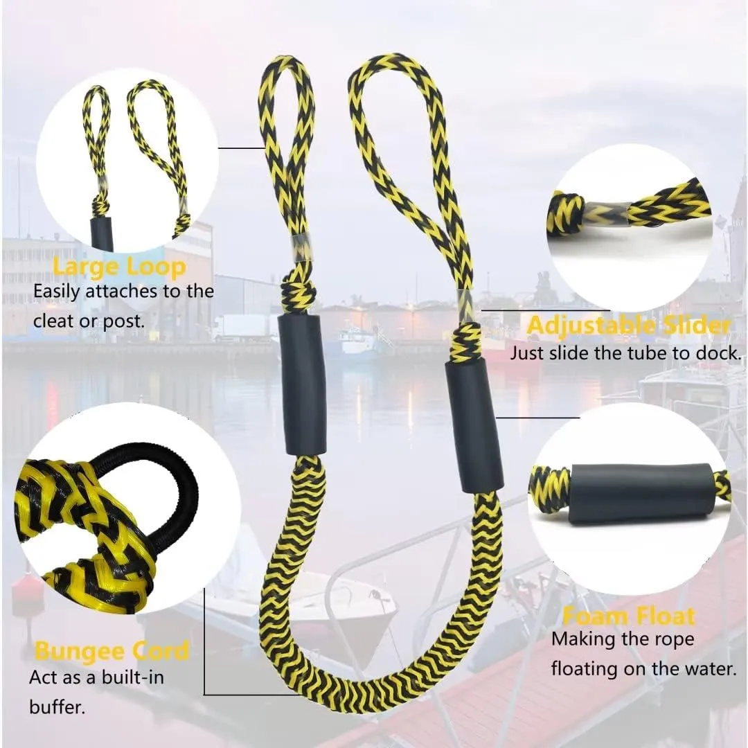 2 Pack Boat Bungee Dock Lines Marine Rope, Boat Tie Off Rope Jet Ski Accessories