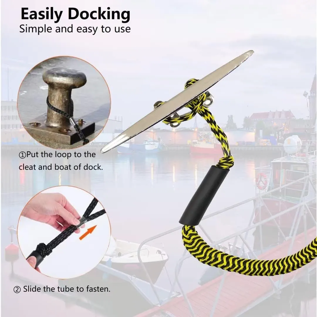 2 Pack Boat Bungee Dock Lines Marine Rope, Boat Tie Off Rope Jet Ski Accessories