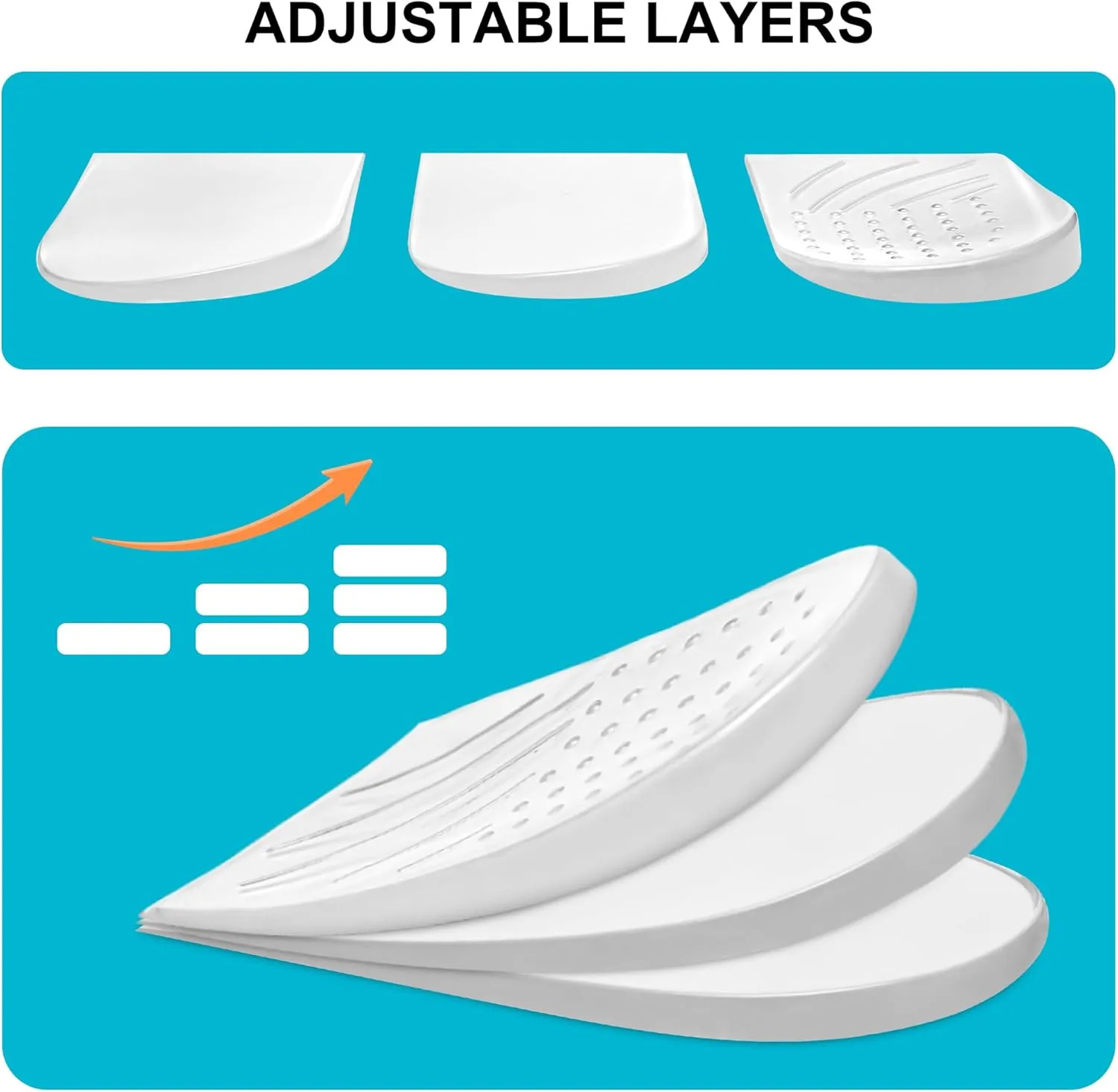 2 Pairs Wonderwin 3 Layers Adjustable Heel Wedge Inserts for Supination & Pronation Correction - Silicone Medial & Lateral Heel Insoles for Bow Legs, Knee Pain, Foot Alignment(Small)
