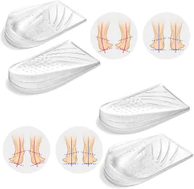 2 Pairs Wonderwin 3 Layers Adjustable Heel Wedge Inserts for Supination & Pronation Correction - Silicone Medial & Lateral Heel Insoles for Bow Legs, Knee Pain, Foot Alignment(Small)