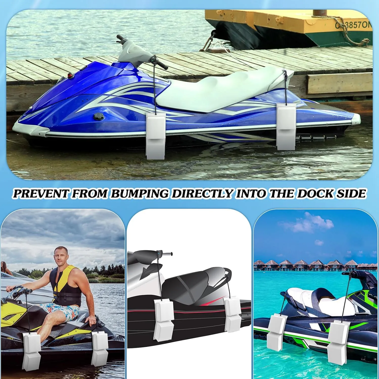 2 Pcs PWC Boat Fender with Cords, Boat Bumpers for Docking, Dock Bumper PWC Fender Bumper for Motorboat Boats Dock Accessories