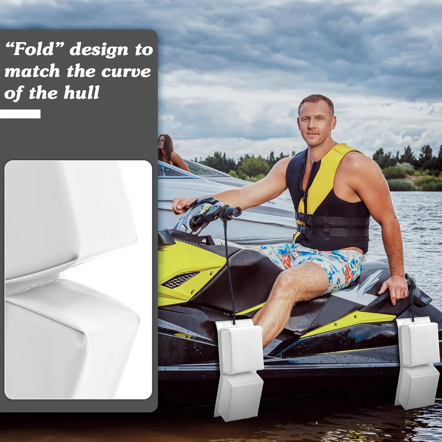 2 Pcs PWC Boat Fender with Cords, Boat Bumpers for Docking, Dock Bumper PWC Fender Bumper for Motorboat Boats Dock Accessories