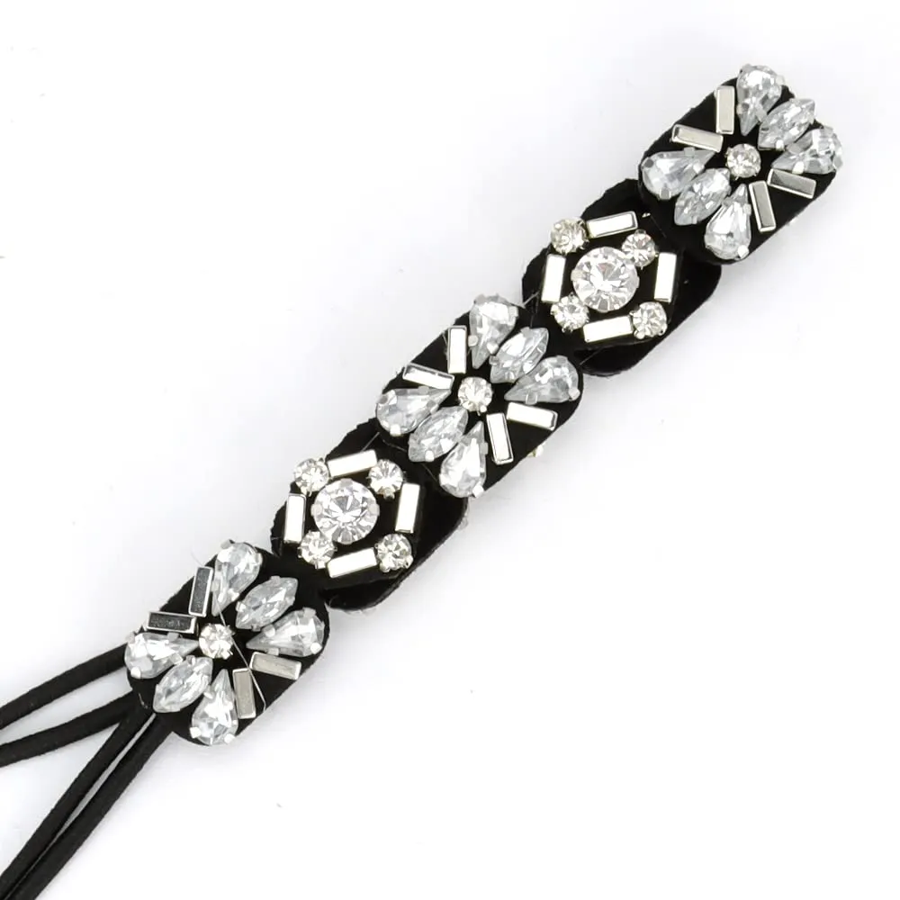 2 Pieces Rhinestone Beaded Elastic HeadbandFashion Headbands Handmade Hair Bands Hair Accessories for Lady Woman 20-25" Fits for Most (Style B)