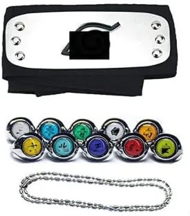 Adjustable Ninja Rings and Leaf Village Ninja Headband Set cosplay Anime Akatsuki Yahiko, Fans Costume Accessories(12 Pcs)