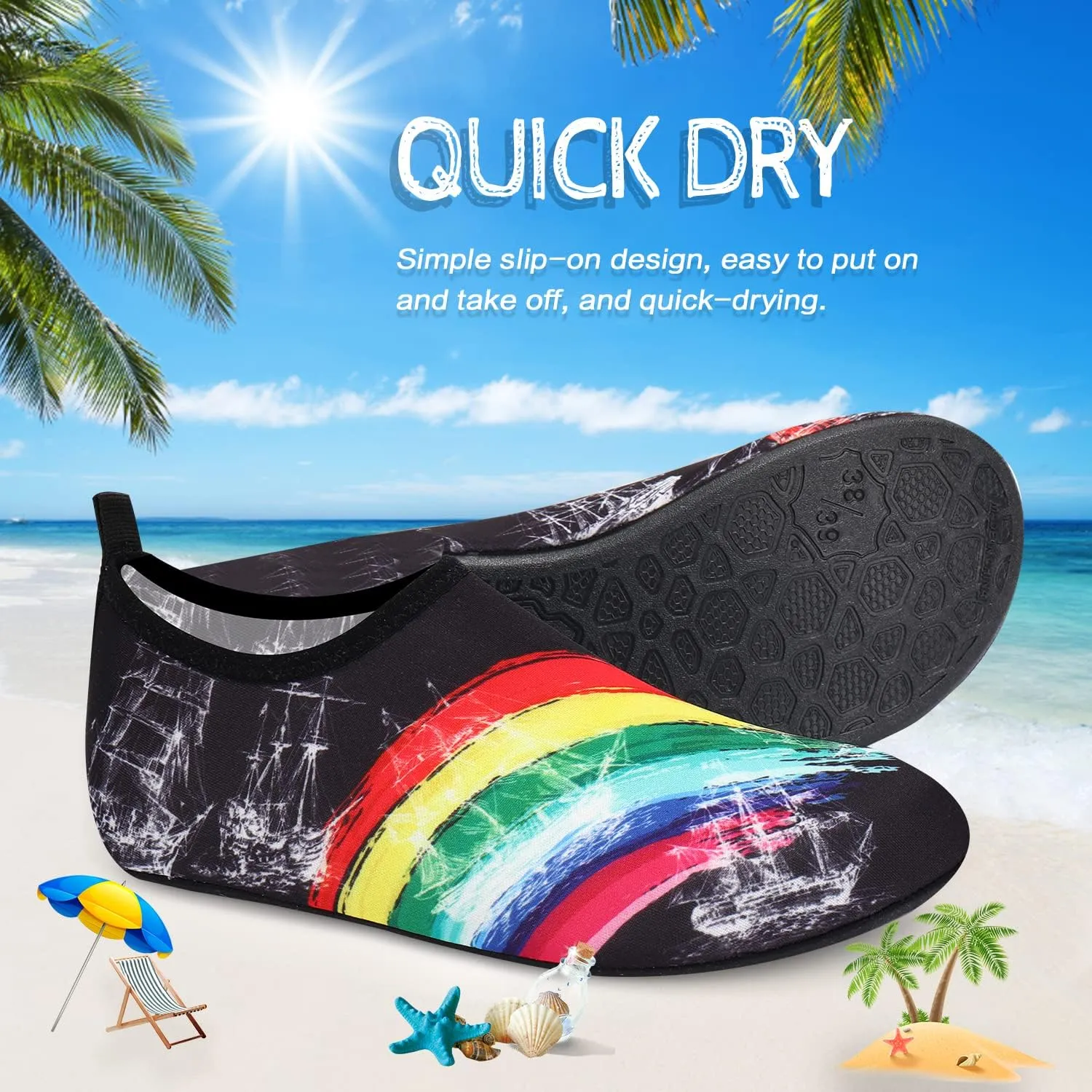 ANLUKE Water Shoes Barefoot Aqua Yoga Socks Quick-Dry Beach Swim Surf Shoes for Women Men