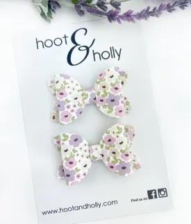 Aspen Bow - Pigtail Set -  Lavender Floral
