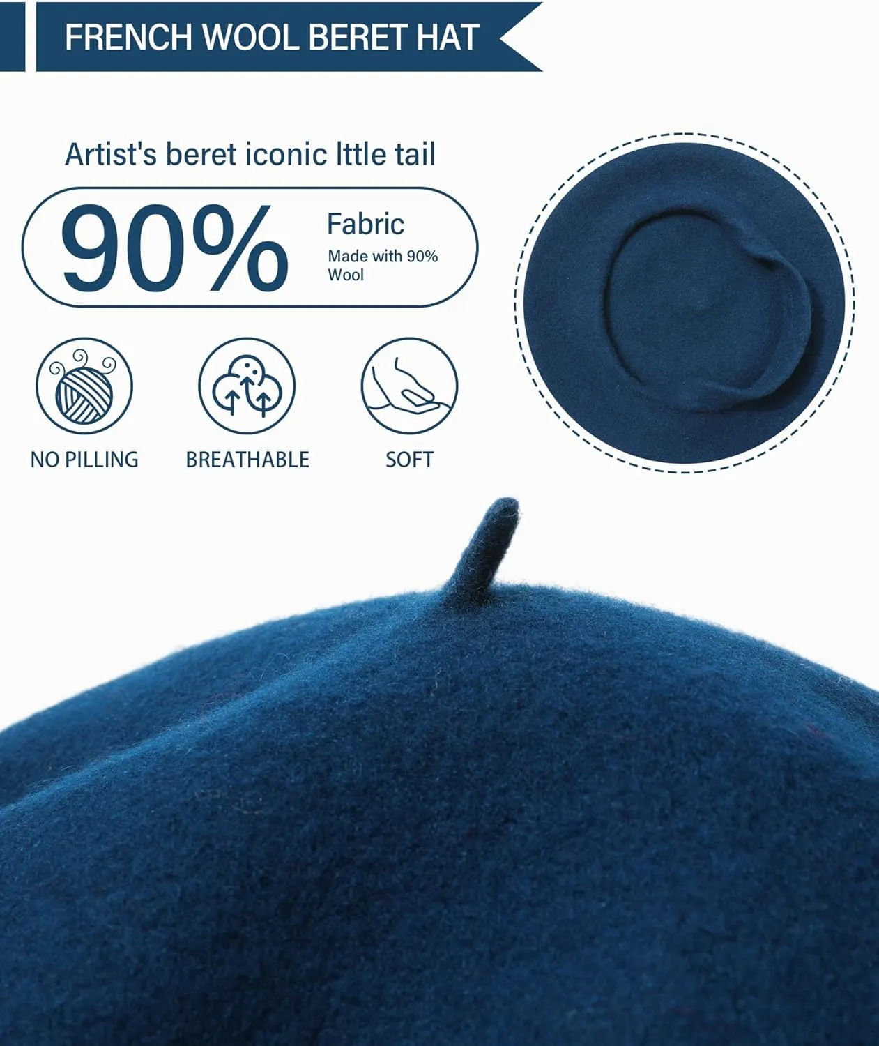 AWAYTR Wool French Beret Hats - Solid Color Artist Beret Hat for Women and Kids