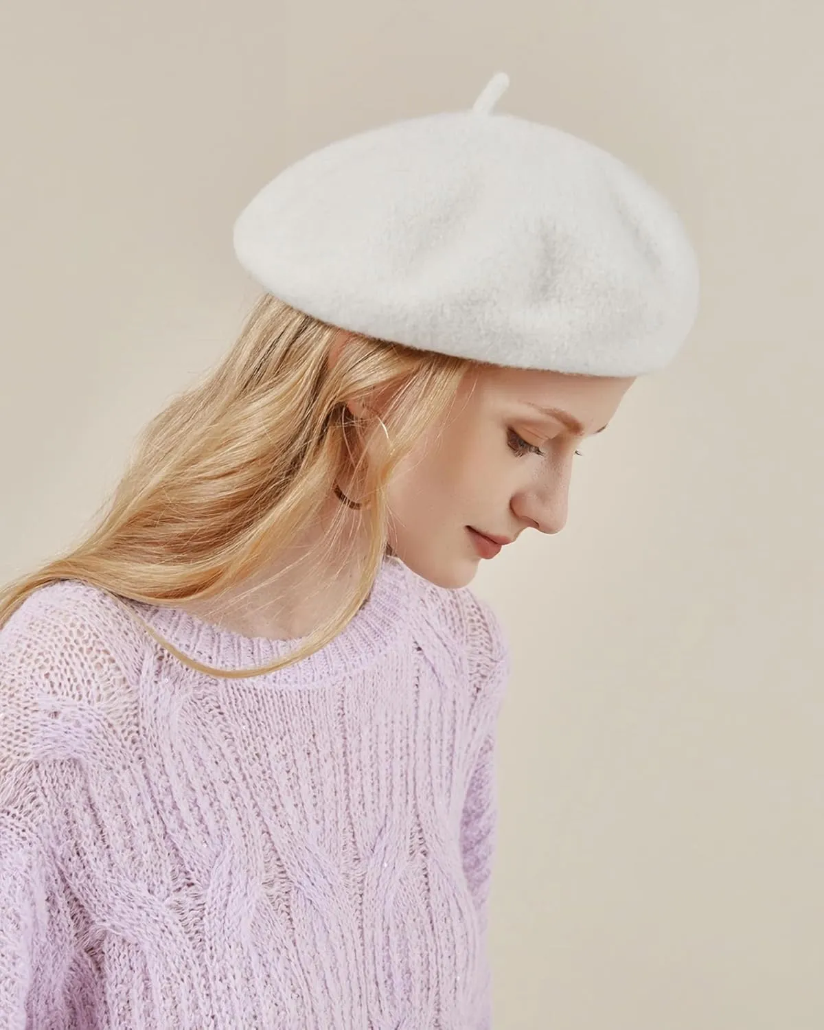 AWAYTR Wool French Beret Hats - Solid Color Artist Beret Hat for Women and Kids