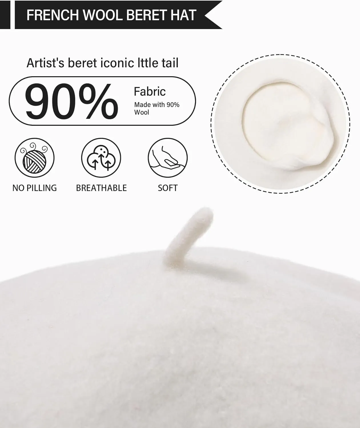 AWAYTR Wool French Beret Hats - Solid Color Artist Beret Hat for Women and Kids