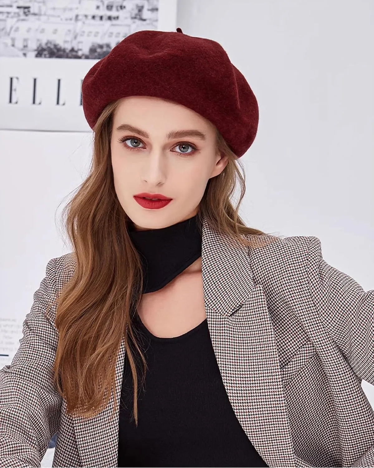 AWAYTR Wool French Beret Hats - Solid Color Artist Beret Hat for Women and Kids