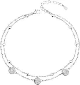 BEILIN 925 Sterling Silver Ocean Beach Anklets for Women Starfish Conch Turtle Ankle Bracelets for Women