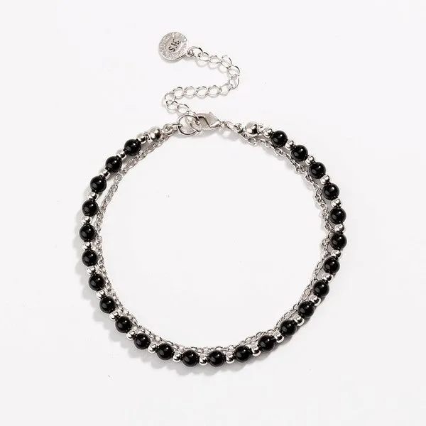 Black Beaded Friendship Bracelet