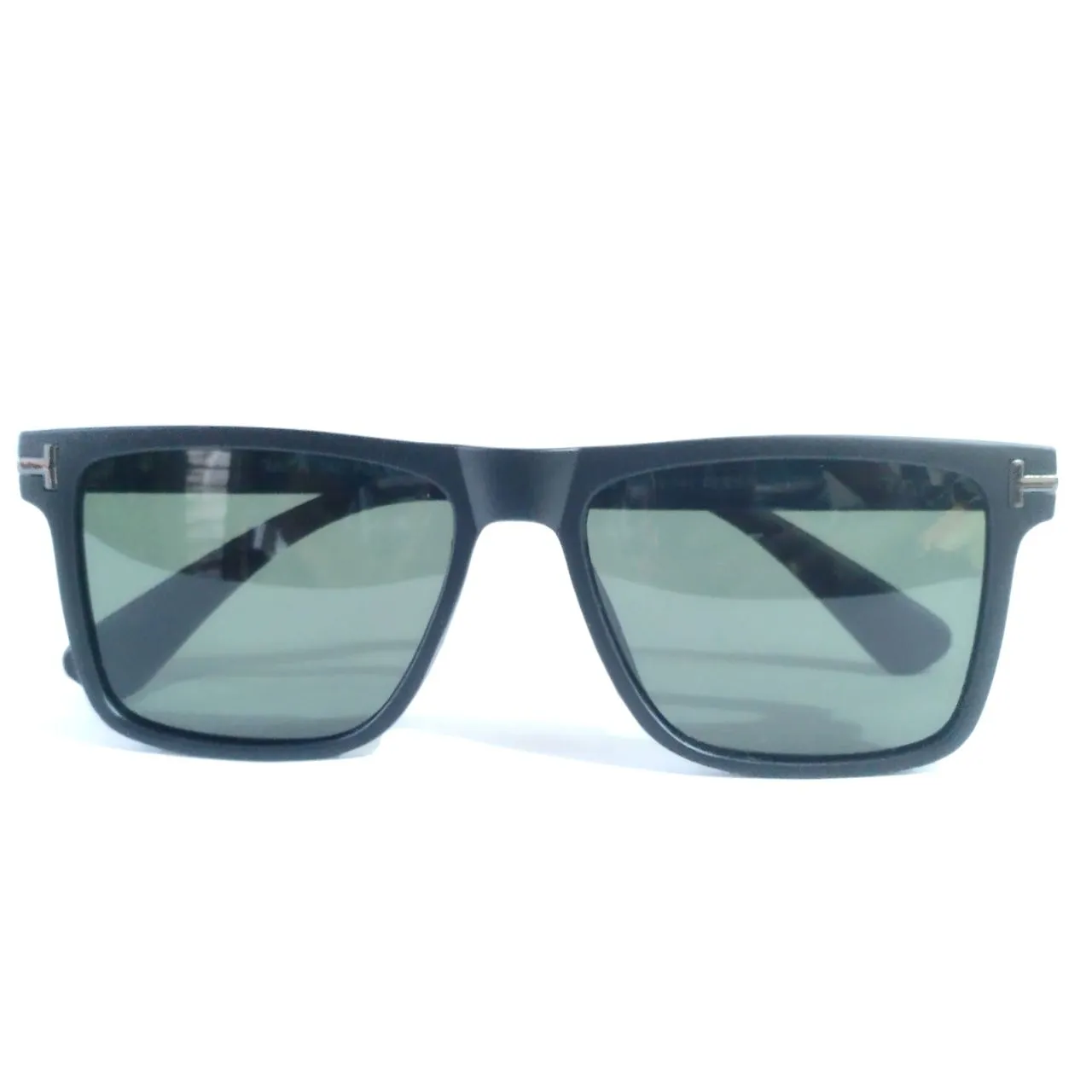 Black Frame Green Lens Classic Square Polarized Sunglasses for Men and Women