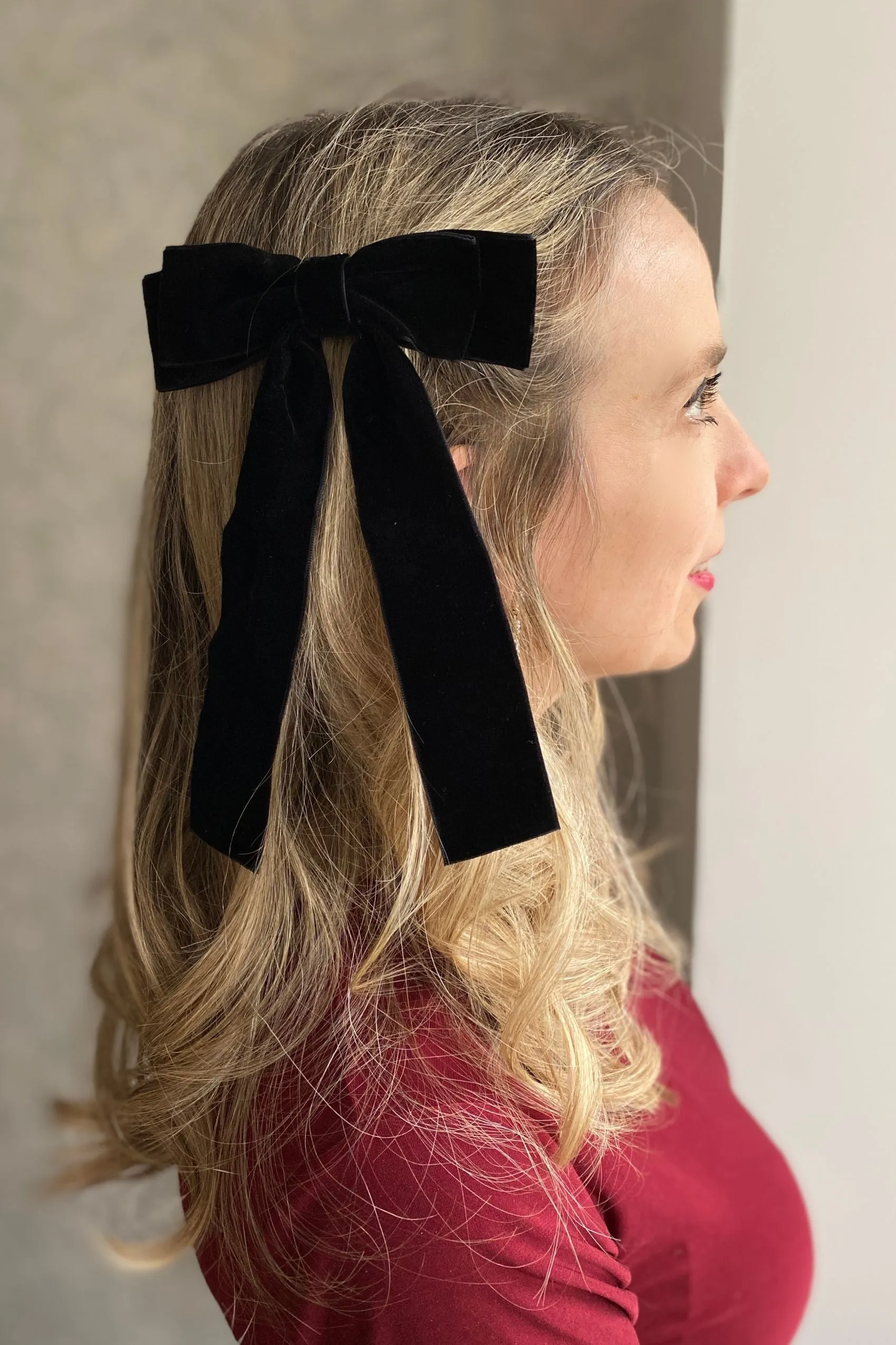 Black Velvet Hair Bow Hair Clip Alligator Clip
