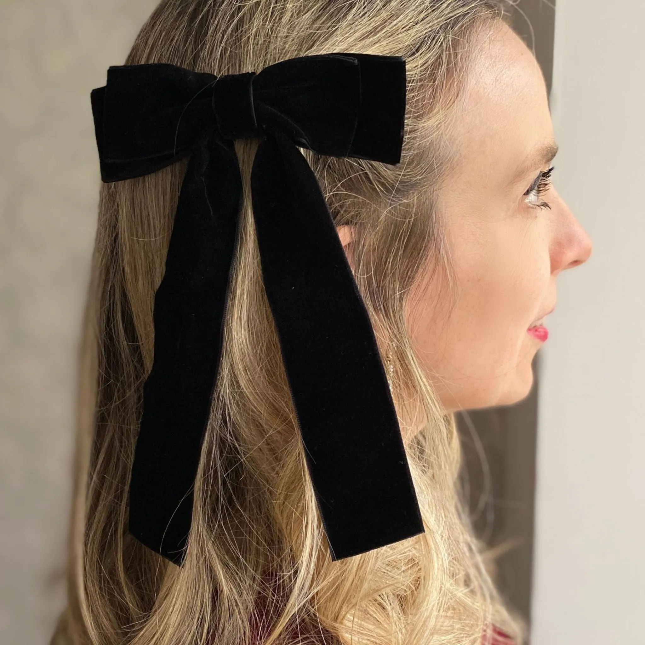 Black Velvet Hair Bow Hair Clip Alligator Clip