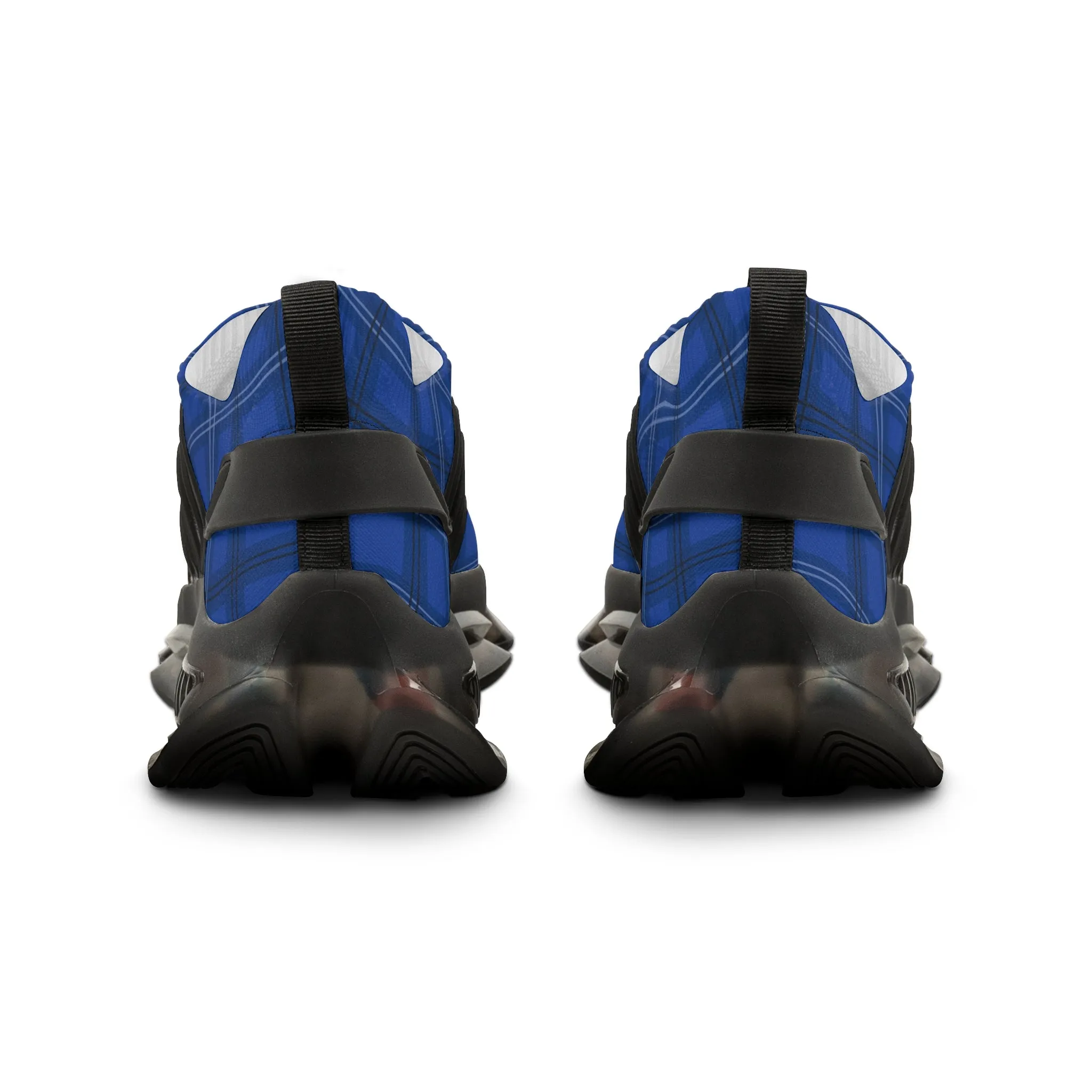 Blue Plaid Men's Mesh Sneakers, Royal Blue Plaid Print Men's Sneakers Best Comfy Men's Mesh Sports Sneakers Shoes (US Size: 5-12)