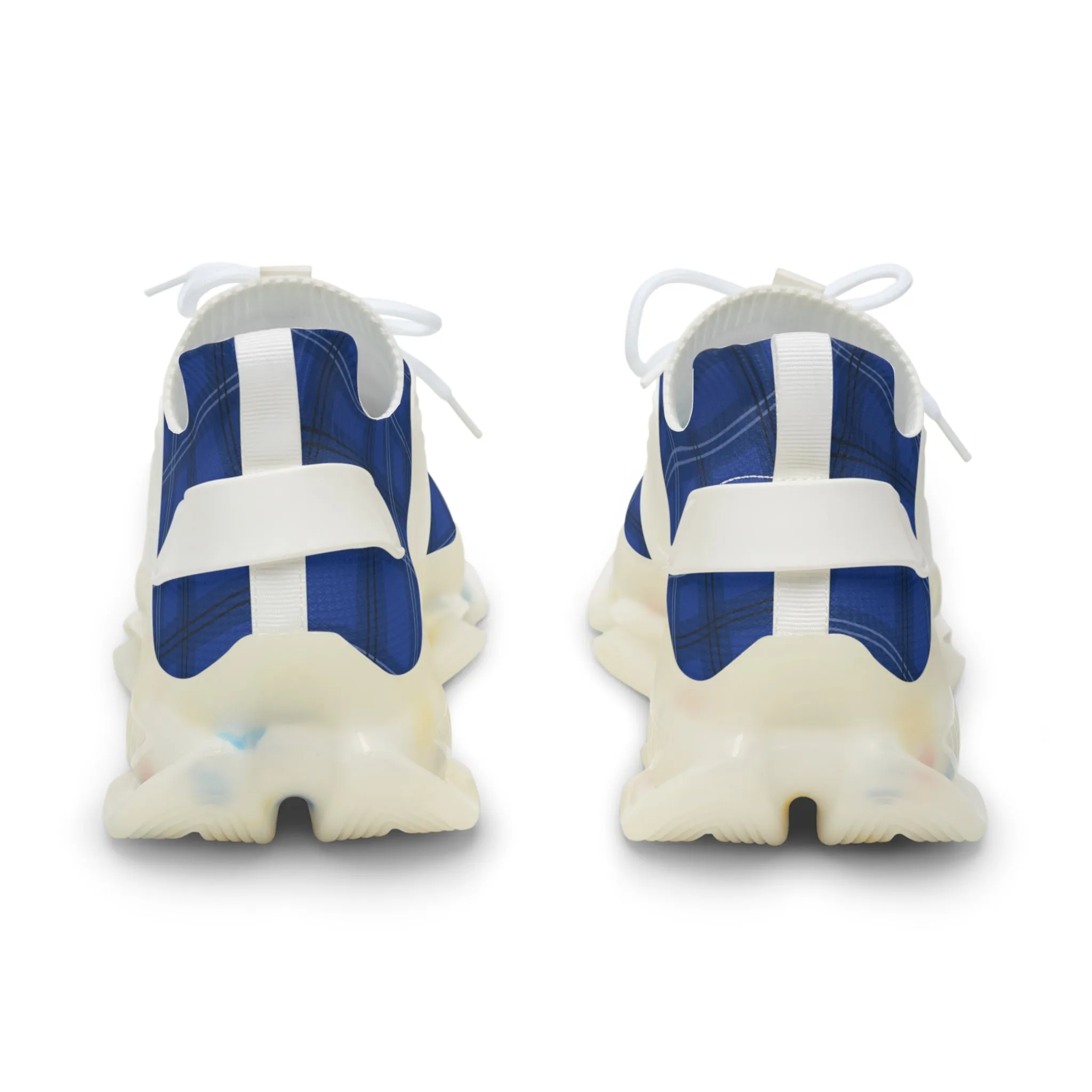 Blue Plaid Men's Mesh Sneakers, Royal Blue Plaid Print Men's Sneakers Best Comfy Men's Mesh Sports Sneakers Shoes (US Size: 5-12)