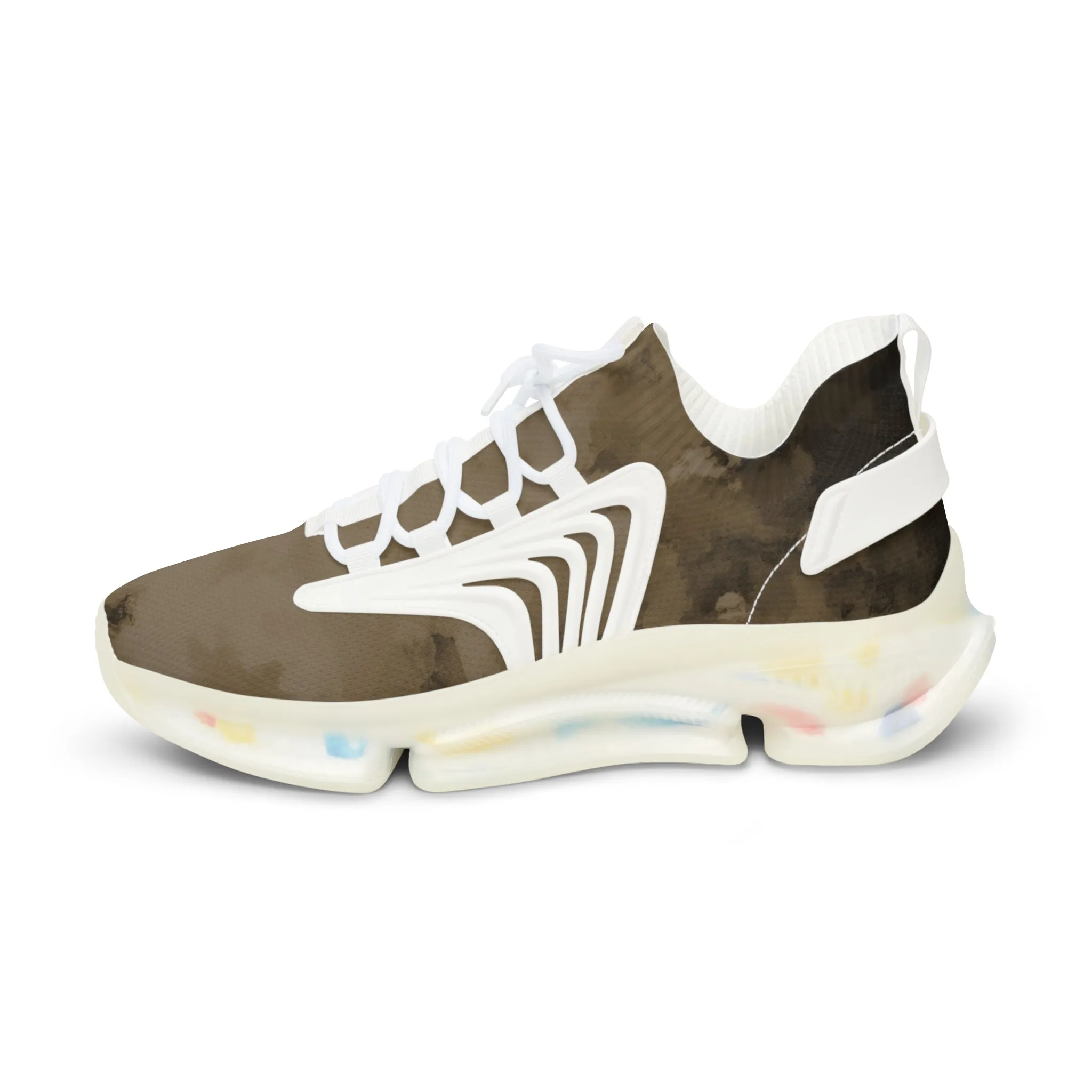 Brown Abstract Men's Mesh Sneakers, Brown Abstract Print Men's Sneakers Best Comfy Men's Mesh Sports Sneakers Shoes (US Size: 5-12)
