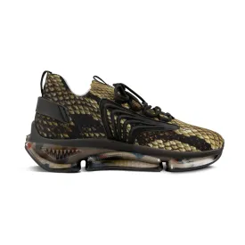 Brown Snake Men's Mesh Sneakers, Snake Print Men's Sneakers Best Comfy Men's Mesh Sports Sneakers Shoes (US Size: 5-12)