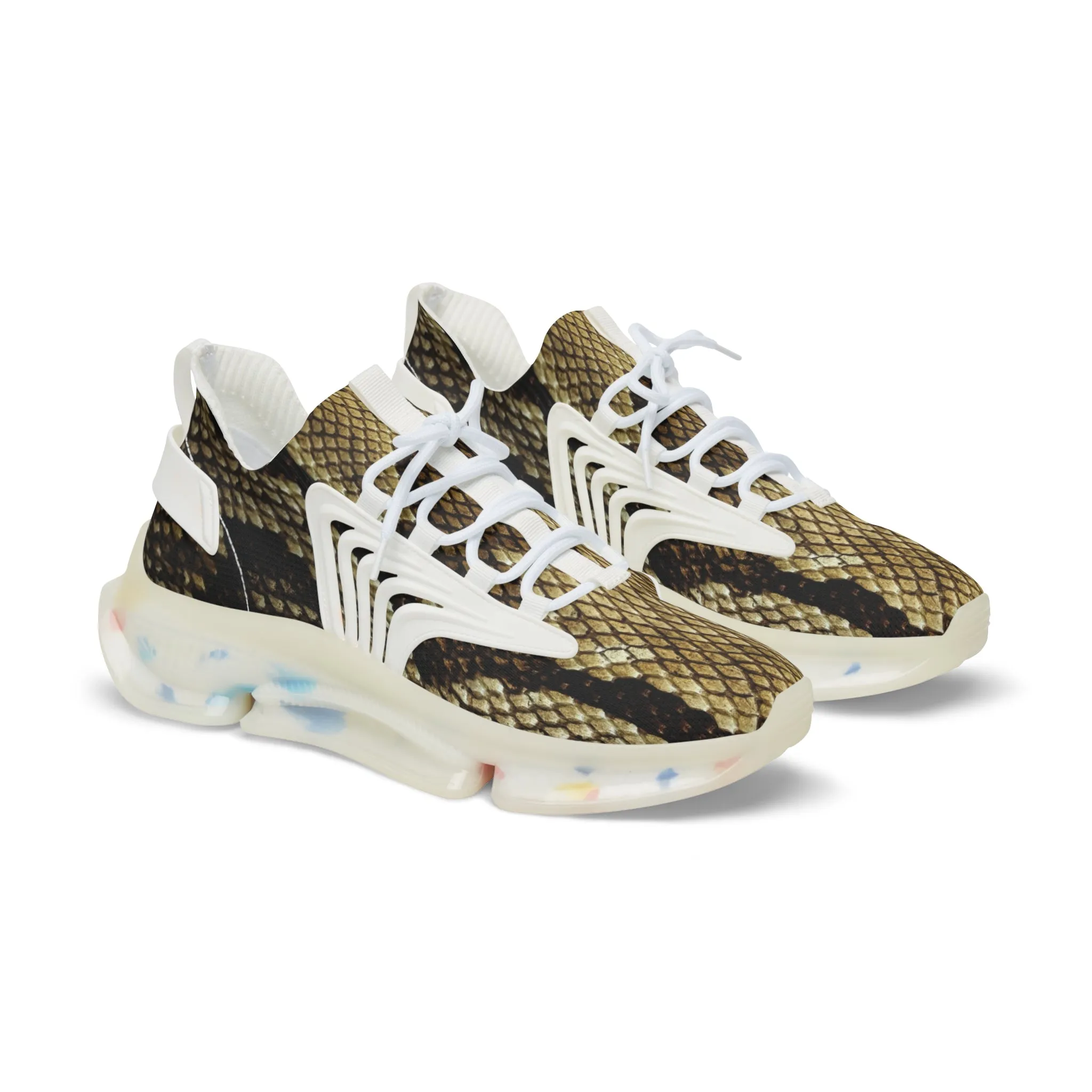 Brown Snake Men's Mesh Sneakers, Snake Print Men's Sneakers Best Comfy Men's Mesh Sports Sneakers Shoes (US Size: 5-12)