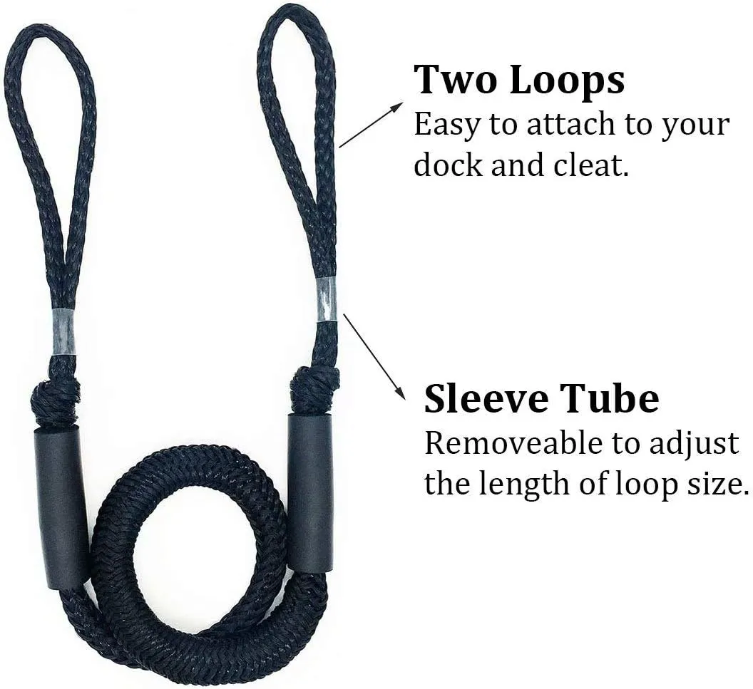 Bungee Boat Dock Lines Mooring Rope Boat Accessories Docking Lines fo Kayak,Jet Ski,Pontoon,Canoe,Power Boat WaveRunner 4-5.5 ft Black 2 Pack