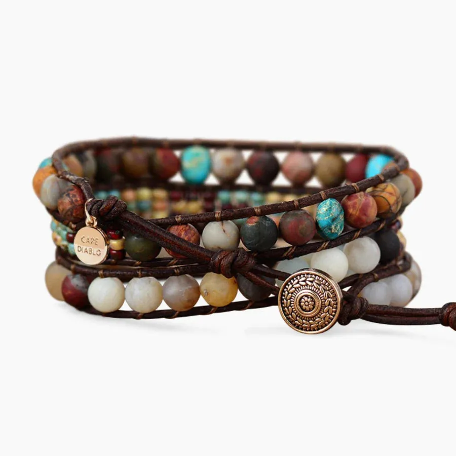 Cape Diablo - Beaded Wrap Bracelet, Vintage Jasper