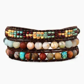 Cape Diablo - Beaded Wrap Bracelet, Vintage Jasper