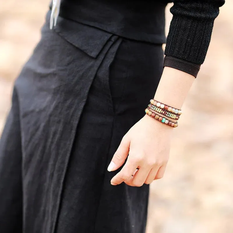 Cape Diablo - Beaded Wrap Bracelet, Vintage Jasper