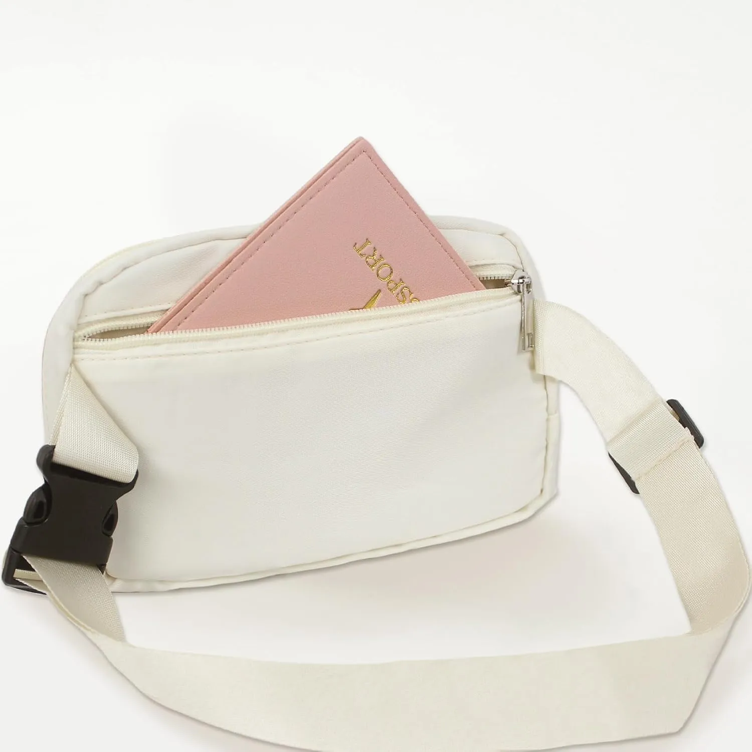 COSHAYSOO Ivory Belt Bag Waist Fanny Pack Small Crossbody Trending Pouch with Initial Letter Patch for Women Teenage Girl Travel Essential, Personalized Christmas Gift Preppy Cute Teen Stuff (S)