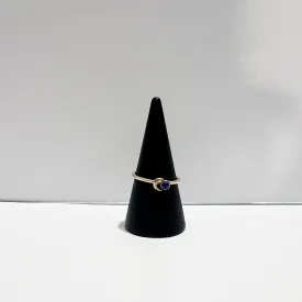 Crescent Moon and Lapis Stacking Ring in 14k Yellow Gold / Sz 6