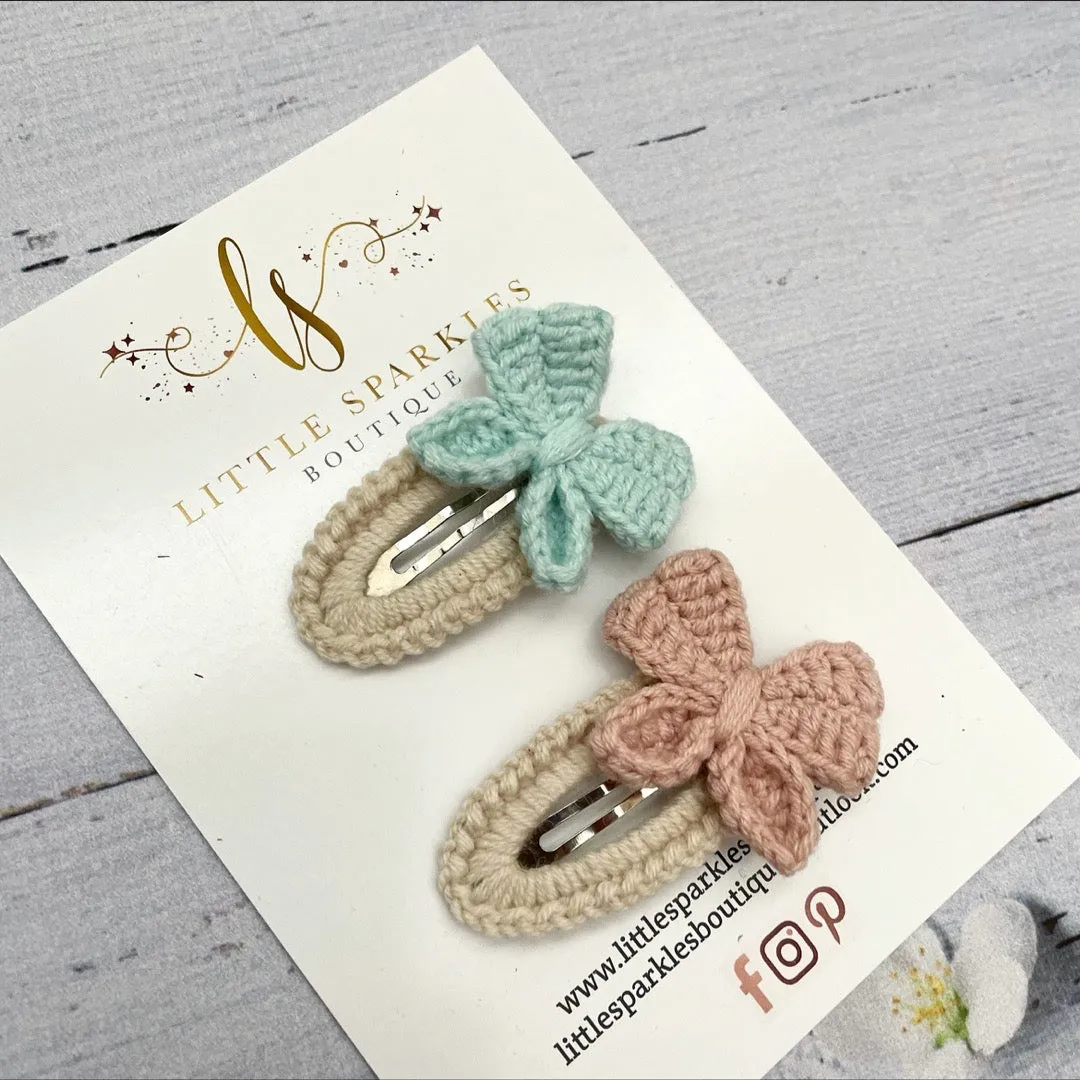 Crochet Bow Snap Clips