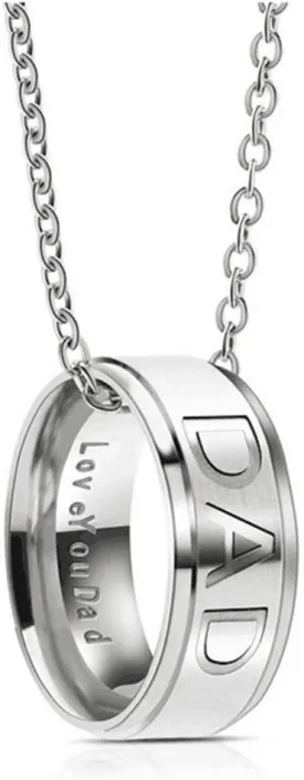 Dad Daddy Father Gifts Love You DAD Ring Pendant Necklace Jewelry Gift for Fathers Day Birthday Christmas Gifts for Men