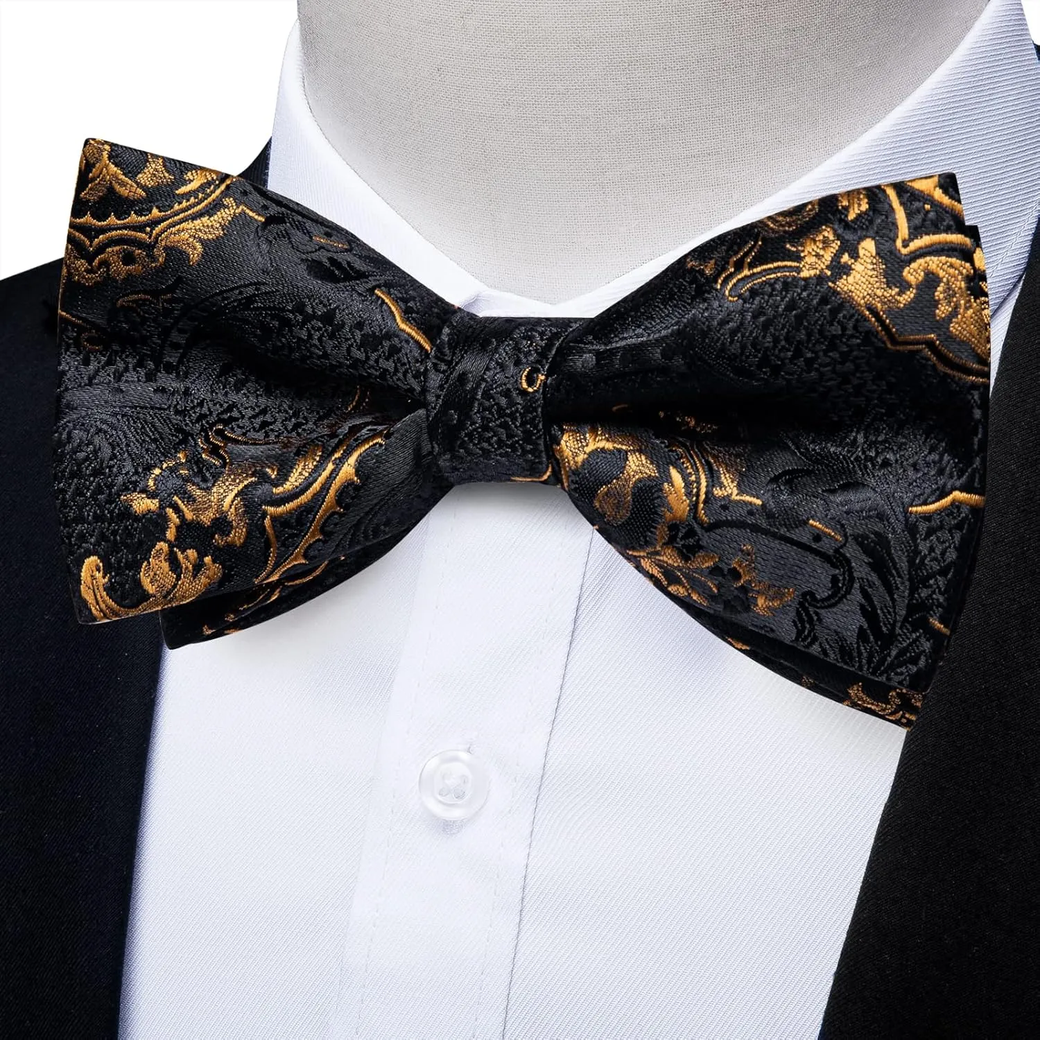 DiBanGu Pre-Tied Bow Ties for Men Silk Adjustable Tuxedo Bowties Pocket Square Cufflinks Set with Lapel Pin Jacquard Woven