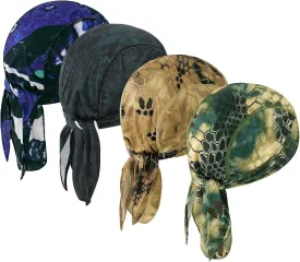 DOCILA 4 Pcs Do Rags Skull Caps for Men Fashion Sweat Wicking Helmet Liner Beanie Breathable Motorcycle Cycling Sports Cap