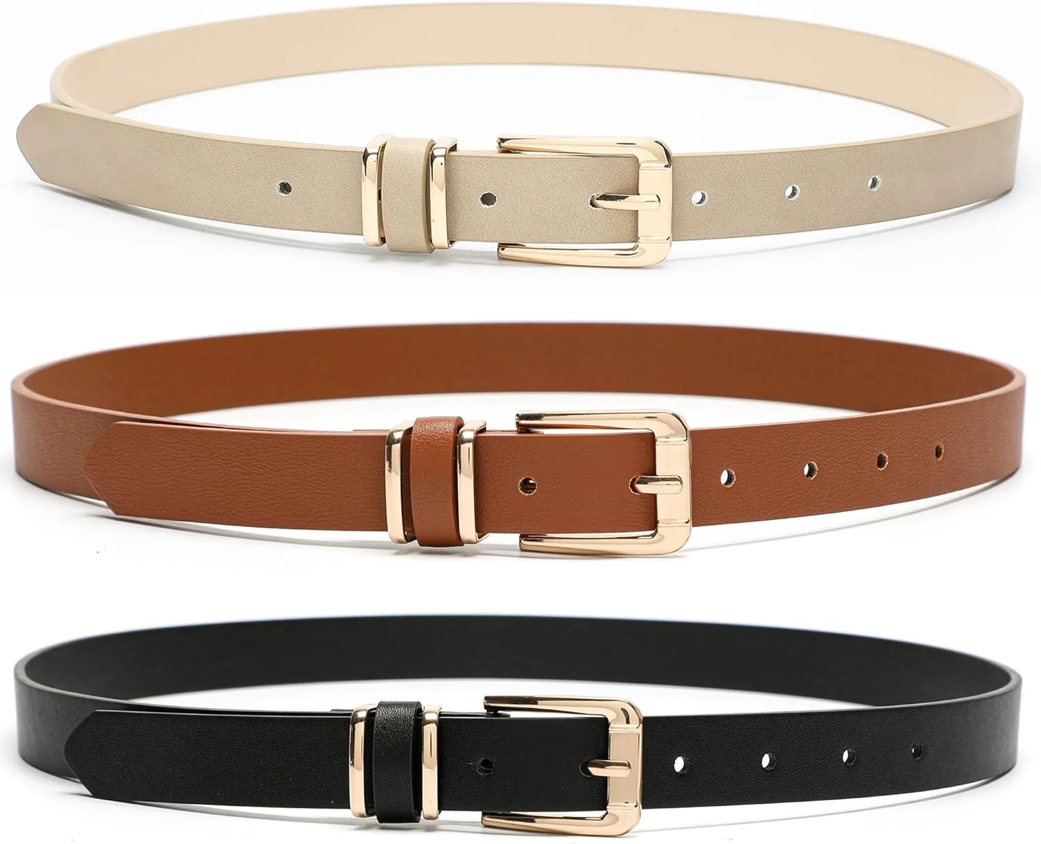 Earnda Women's Skinny Waist Belts for Jeans Dress, PU Leather Pin Buckle Thin Belt