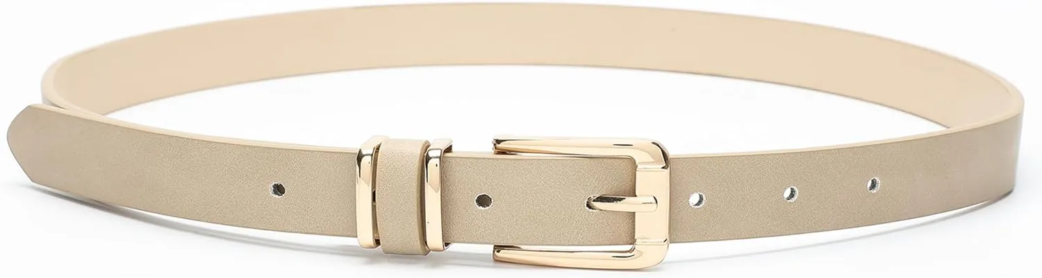 Earnda Women's Skinny Waist Belts for Jeans Dress, PU Leather Pin Buckle Thin Belt