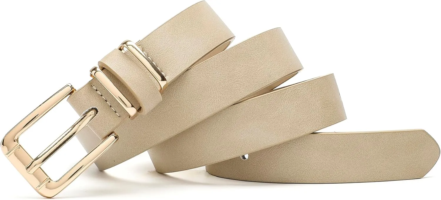 Earnda Women's Skinny Waist Belts for Jeans Dress, PU Leather Pin Buckle Thin Belt