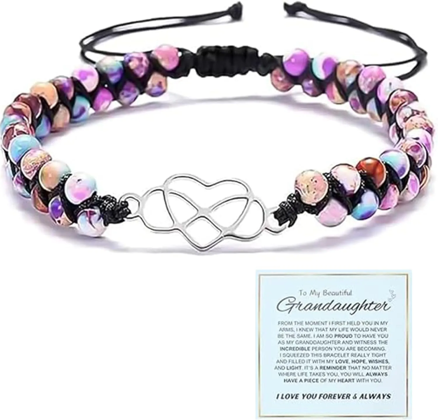 for Granddaughter for You are Always in Mine Beads Bracelet, Natural Emperor Jasper Stone Beaded Wrap Bracelet Duoble Layer for Mind Peace,Bracelet for Granddaughter