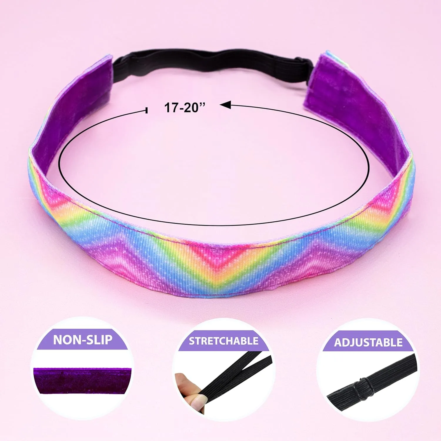 FROG SAC 6 Tie Dye Headbands for Girls - Adjustable No Slip Rainbow Head Band for Kids, Stretch Elastic Hair Bands for Toddlers, Cute Cloth Fabric Athletic Sport Hair Accessories for Children