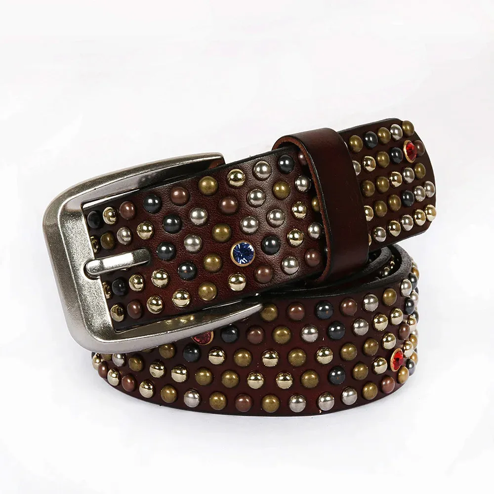 Genuine Italian Leather Studded Belt