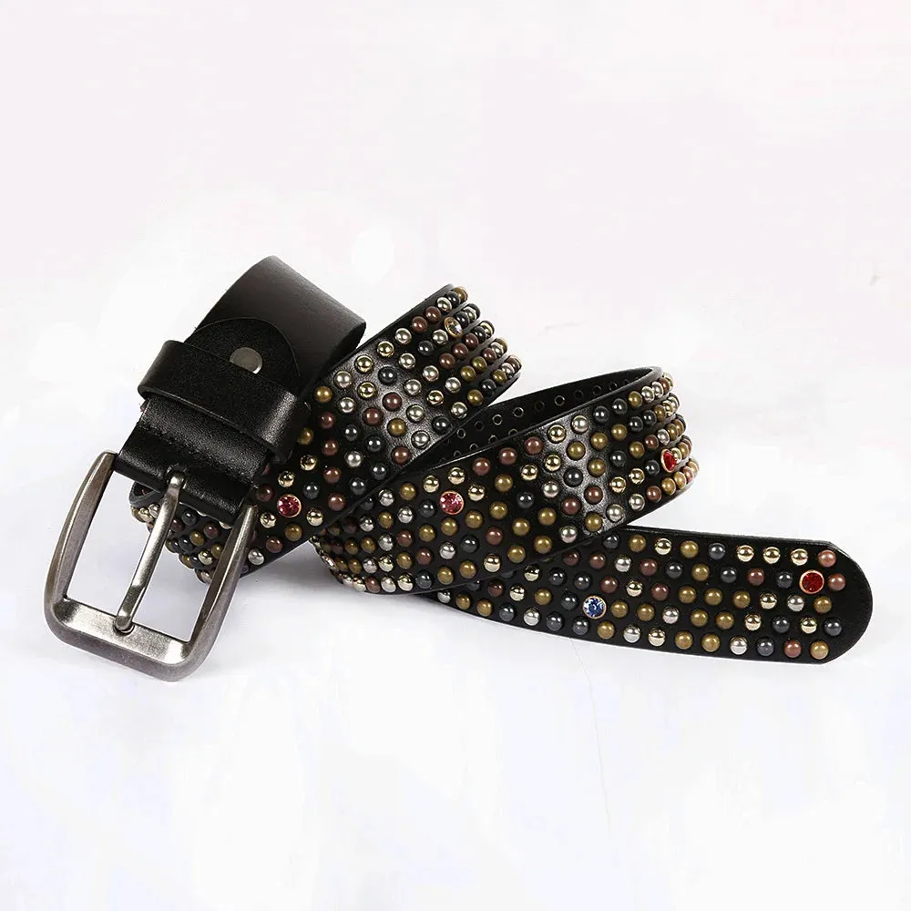 Genuine Italian Leather Studded Belt