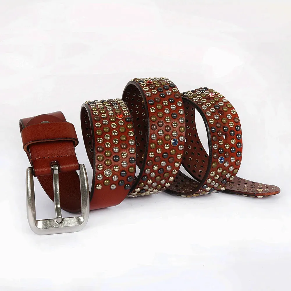 Genuine Italian Leather Studded Belt