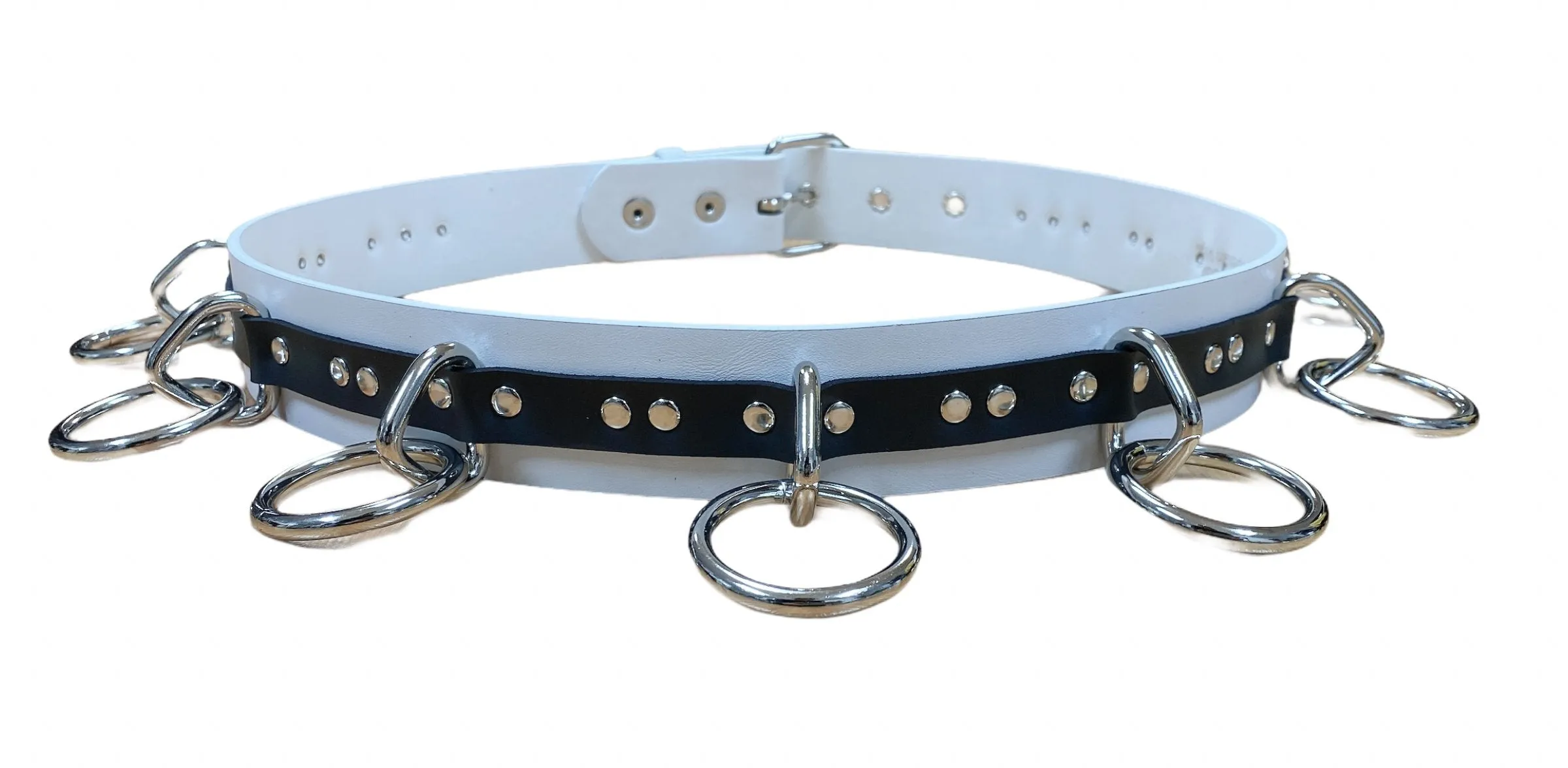 Genuine  White Leather 
Strapped Bondage Belt
1 3/4" Wide 